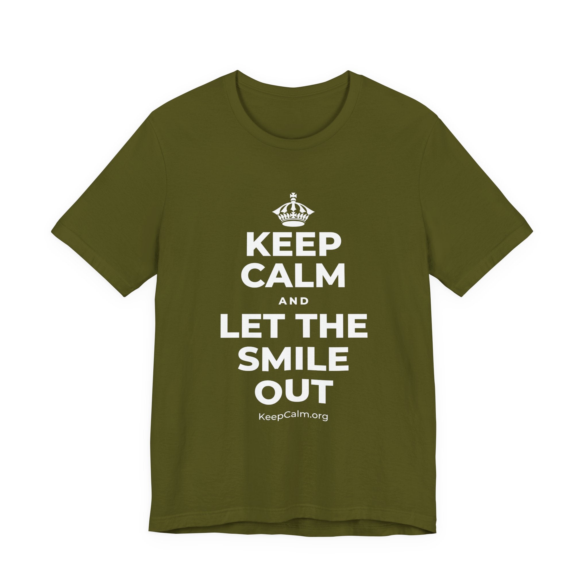 KEEP CALM AND LET THE SMILE OUT T-Shirt (Baby Blue–Silver)