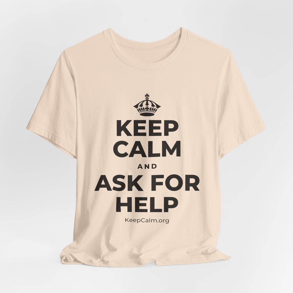 KEEP CALM AND ASK FOR HELP T-Shirt (Soft Cream–Heather Mauve)