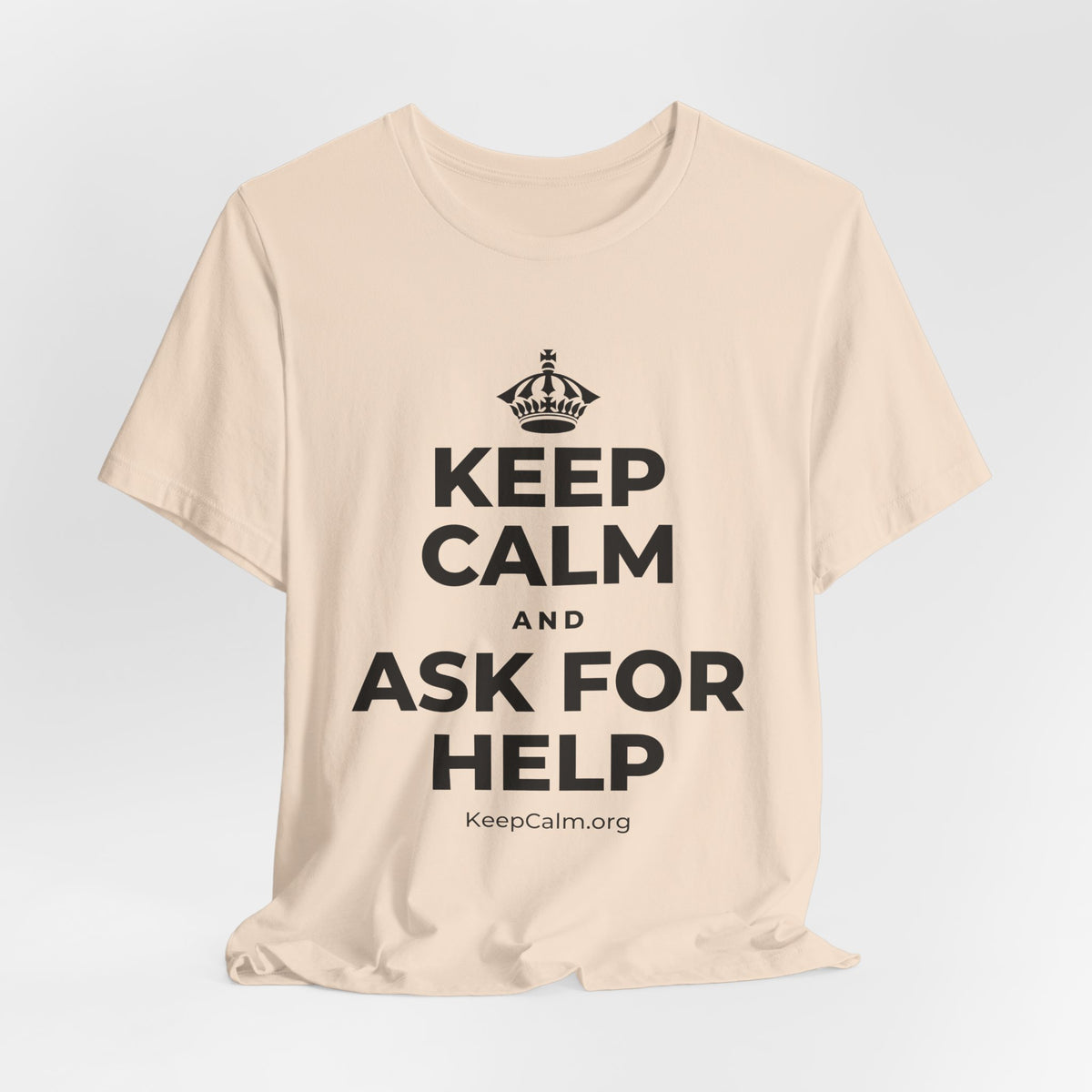 KEEP CALM AND ASK FOR HELP T-Shirt (Soft Cream–Heather Mauve)