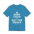 KEEP CALM AND EAT THE SNACK T-Shirt (White–Asphalt)