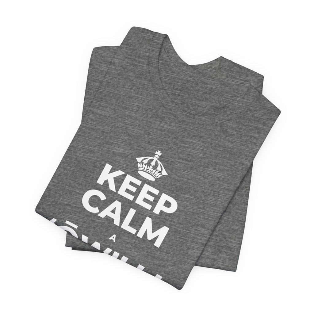 KEEP CALM A ʻŌWILI I KAHI KUʻEKE T-Shirt (Baby Blue–Silver)