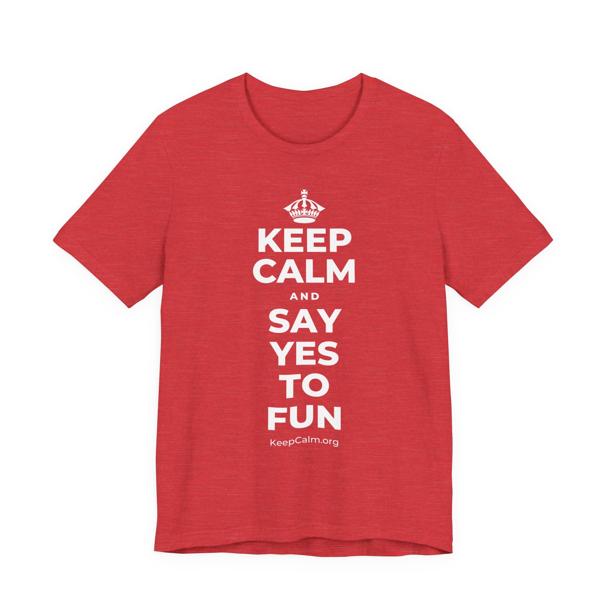 KEEP CALM AND SAY YES TO FUN T-Shirt (Baby Blue–Silver)