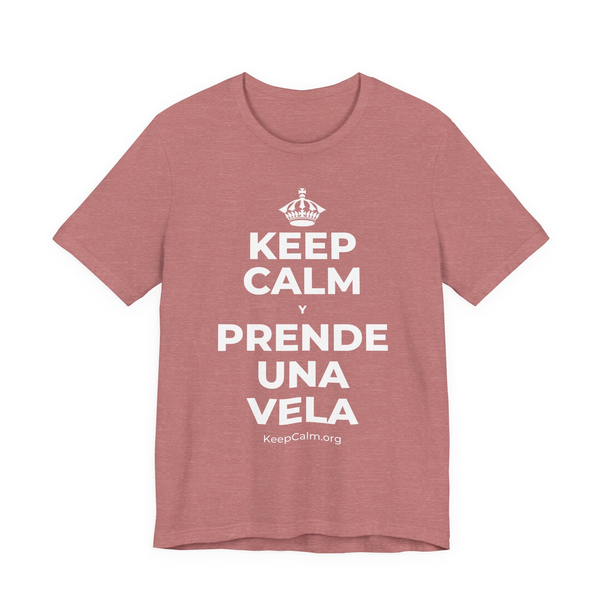 KEEP CALM Y PRENDE UNA VELA T-Shirt (Soft Cream–Heather Mauve)