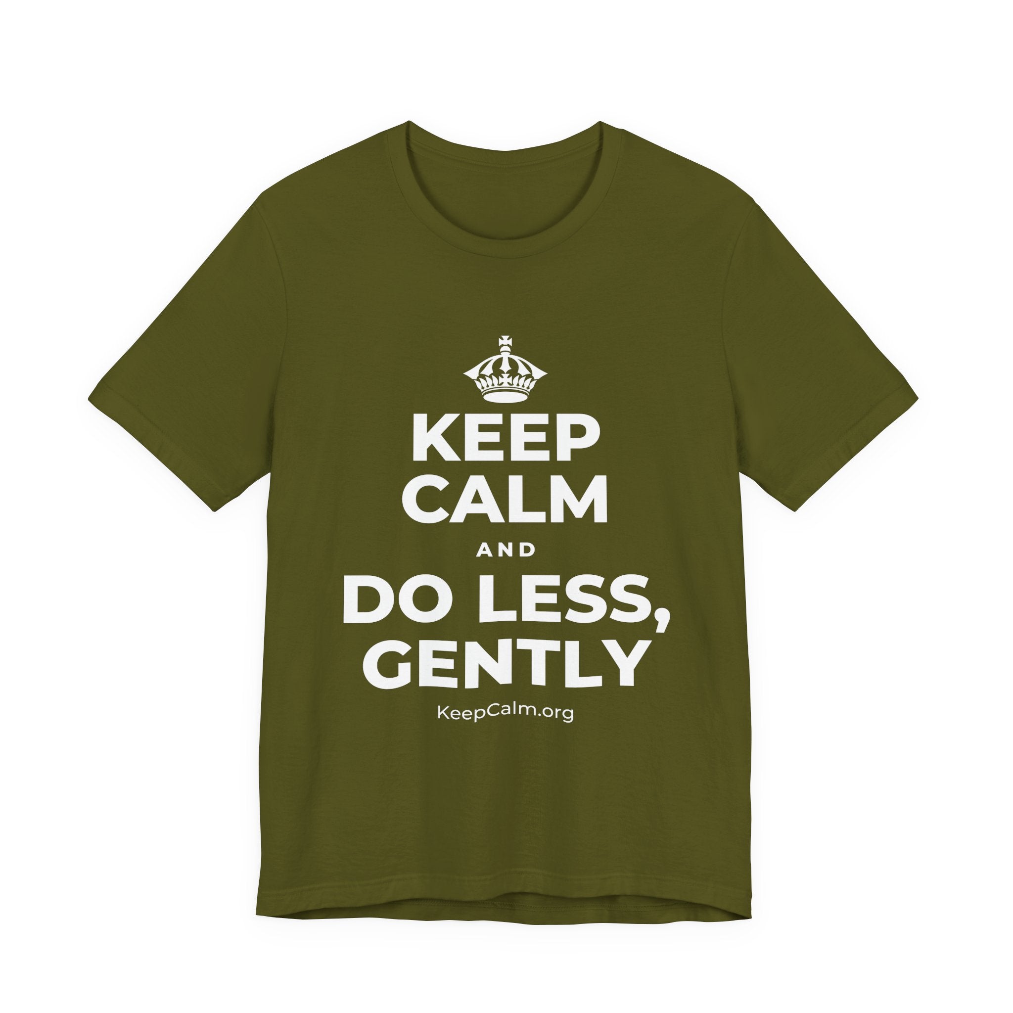 KEEP CALM AND DO LESS, GENTLY T-Shirt (Baby Blue–Silver)