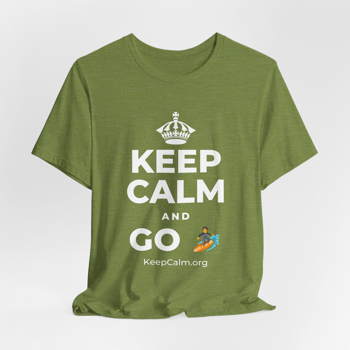 KEEP CALM AND GO 🏄 T-Shirt (Baby Blue–Silver)