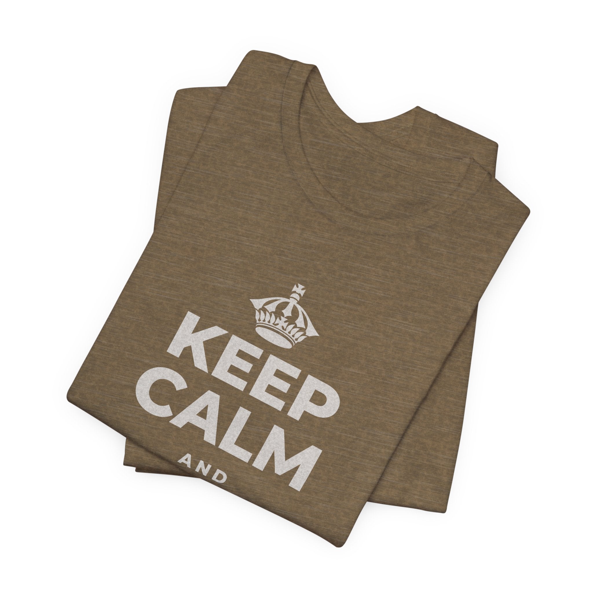 KEEP CALM AND STAY PRESENT T-Shirt (Soft Cream–Heather Mauve)