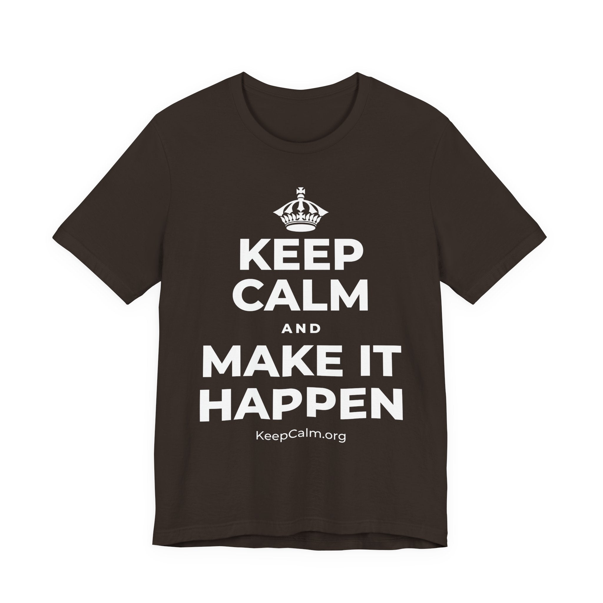 KEEP CALM AND MAKE IT HAPPEN T-Shirt (Soft Cream–Heather Mauve)