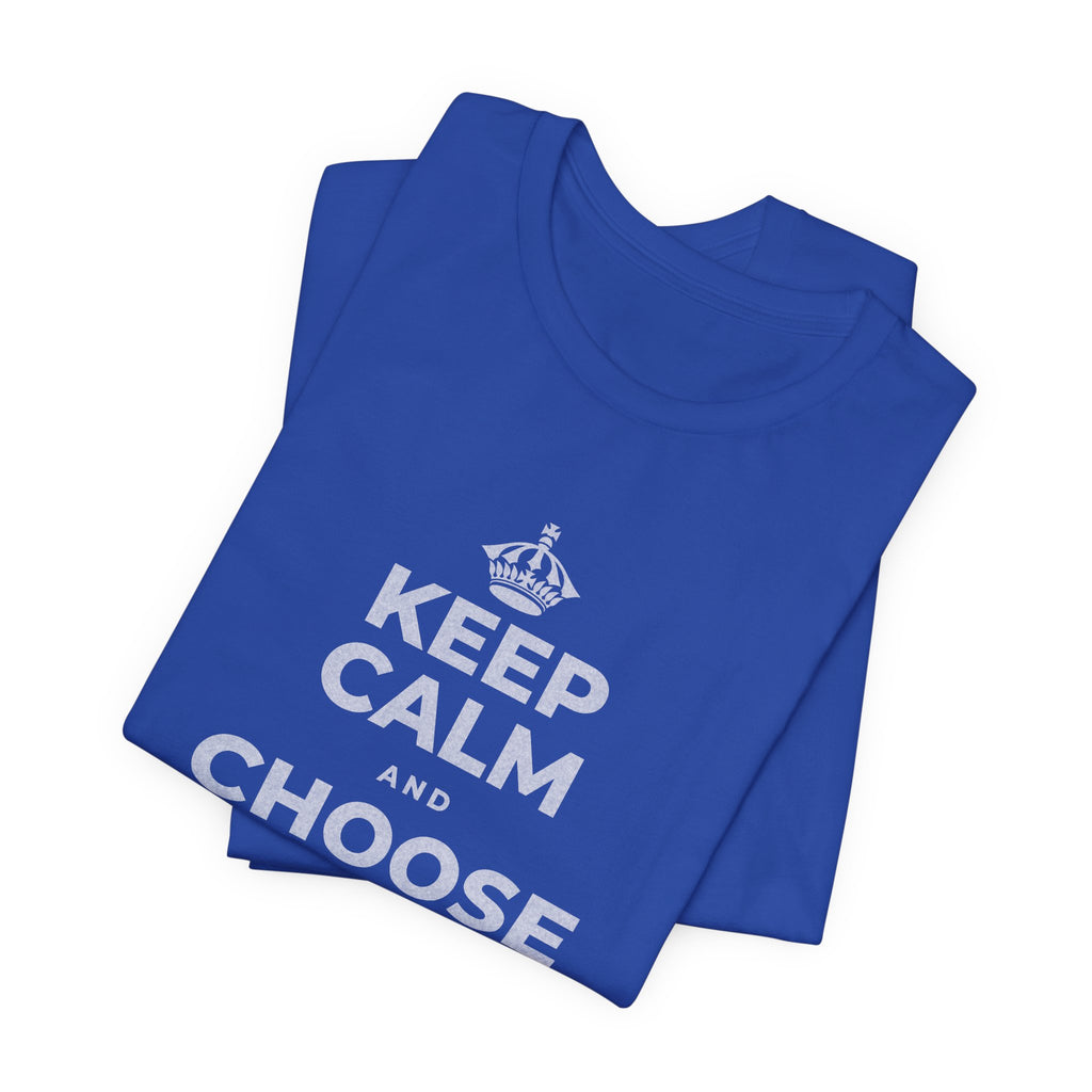 KEEP CALM AND CHOOSE PRESENCE OVER PRESENTS T-Shirt (Soft Cream–Heather Mauve)