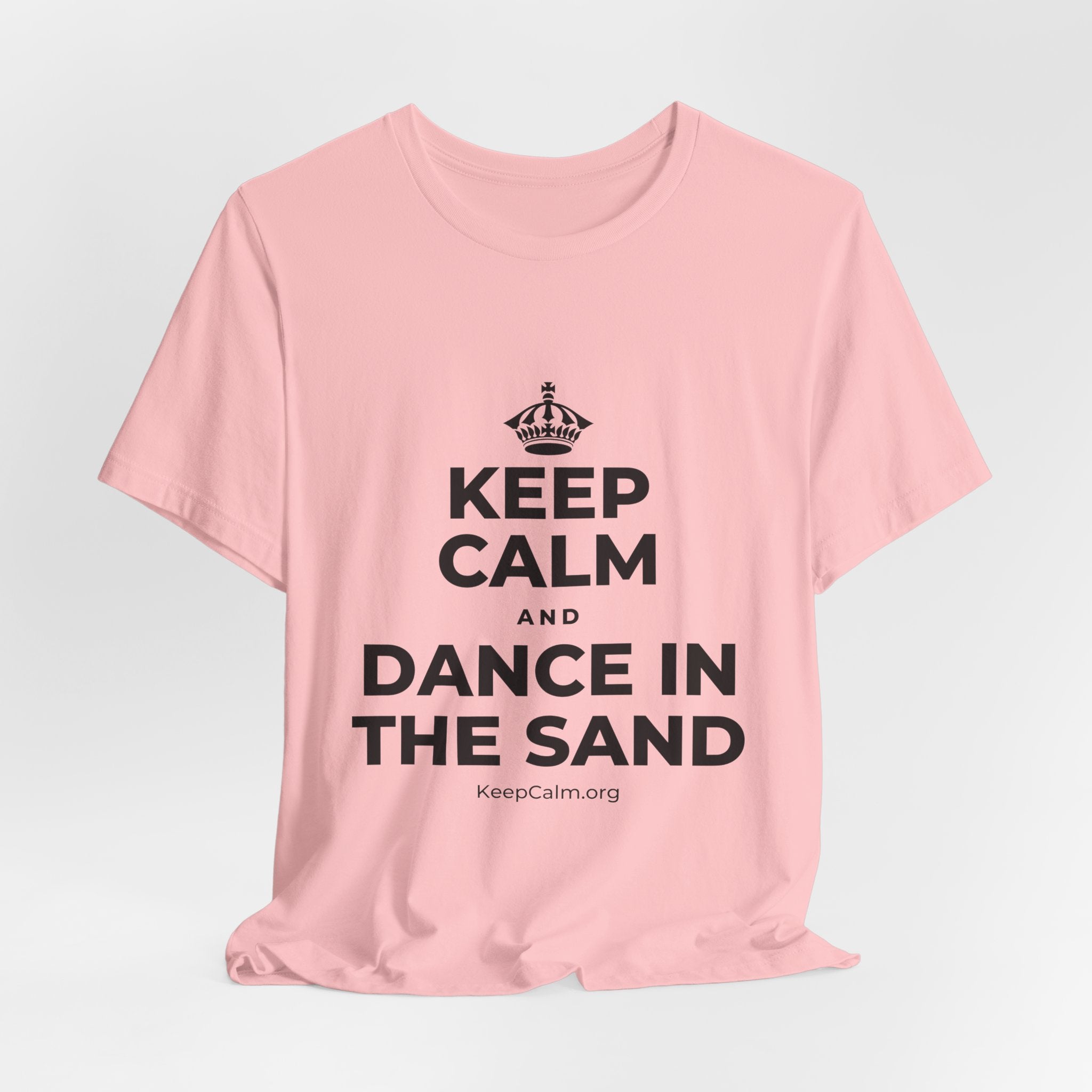 KEEP CALM AND DANCE IN THE SAND T-Shirt (White–Asphalt)