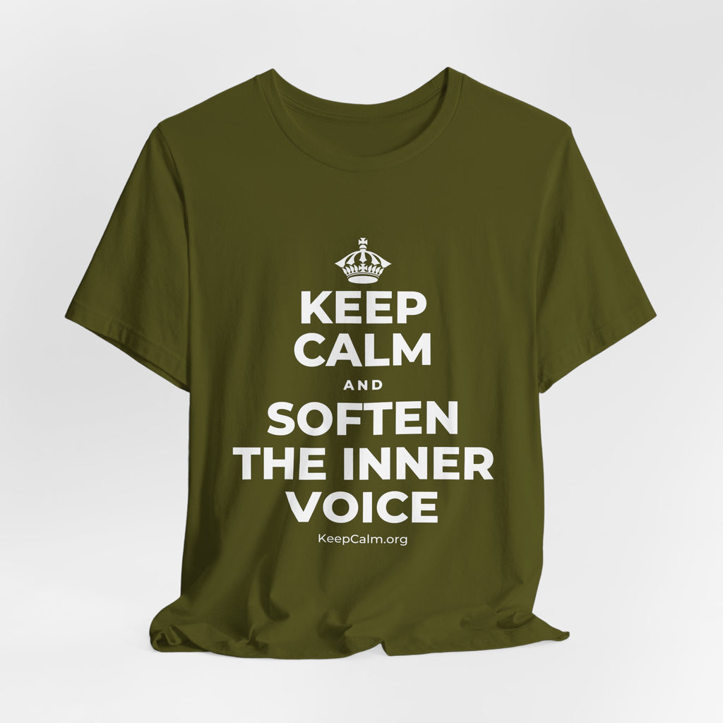 KEEP CALM AND SOFTEN THE INNER VOICE T-Shirt (Baby Blue–Silver)