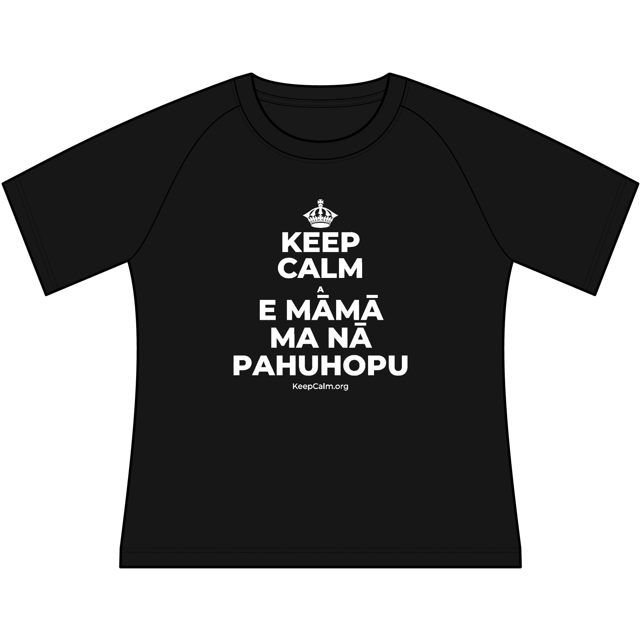 KEEP CALM A E MĀMĀ MA NĀ PAHUHOPU Women's Raglan Tee