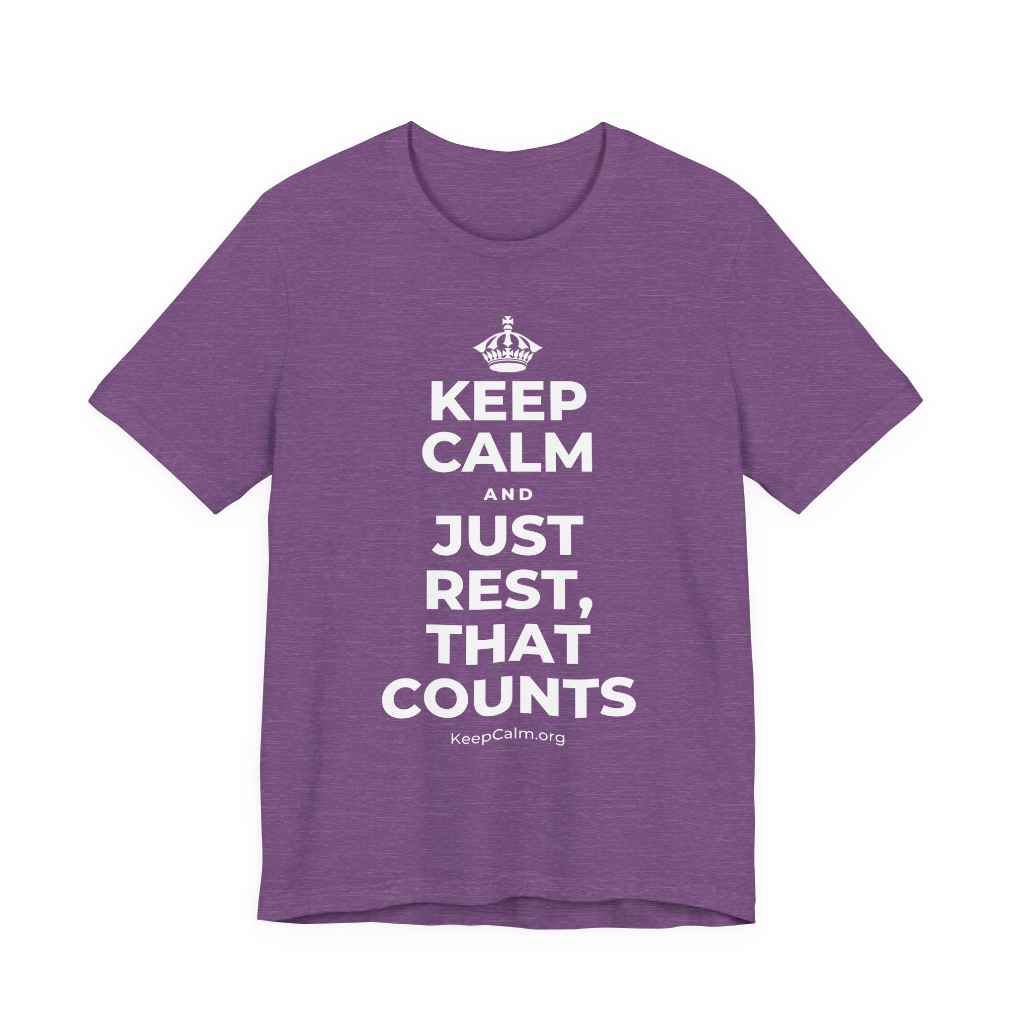 KEEP CALM AND JUST REST, THAT COUNTS T-Shirt (Baby Blue–Silver)