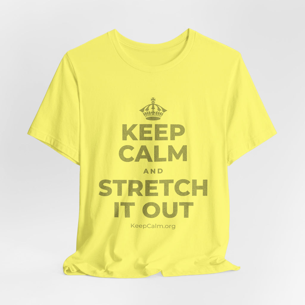 KEEP CALM AND STRETCH IT OUT T-Shirt (Soft Cream–Heather Mauve)