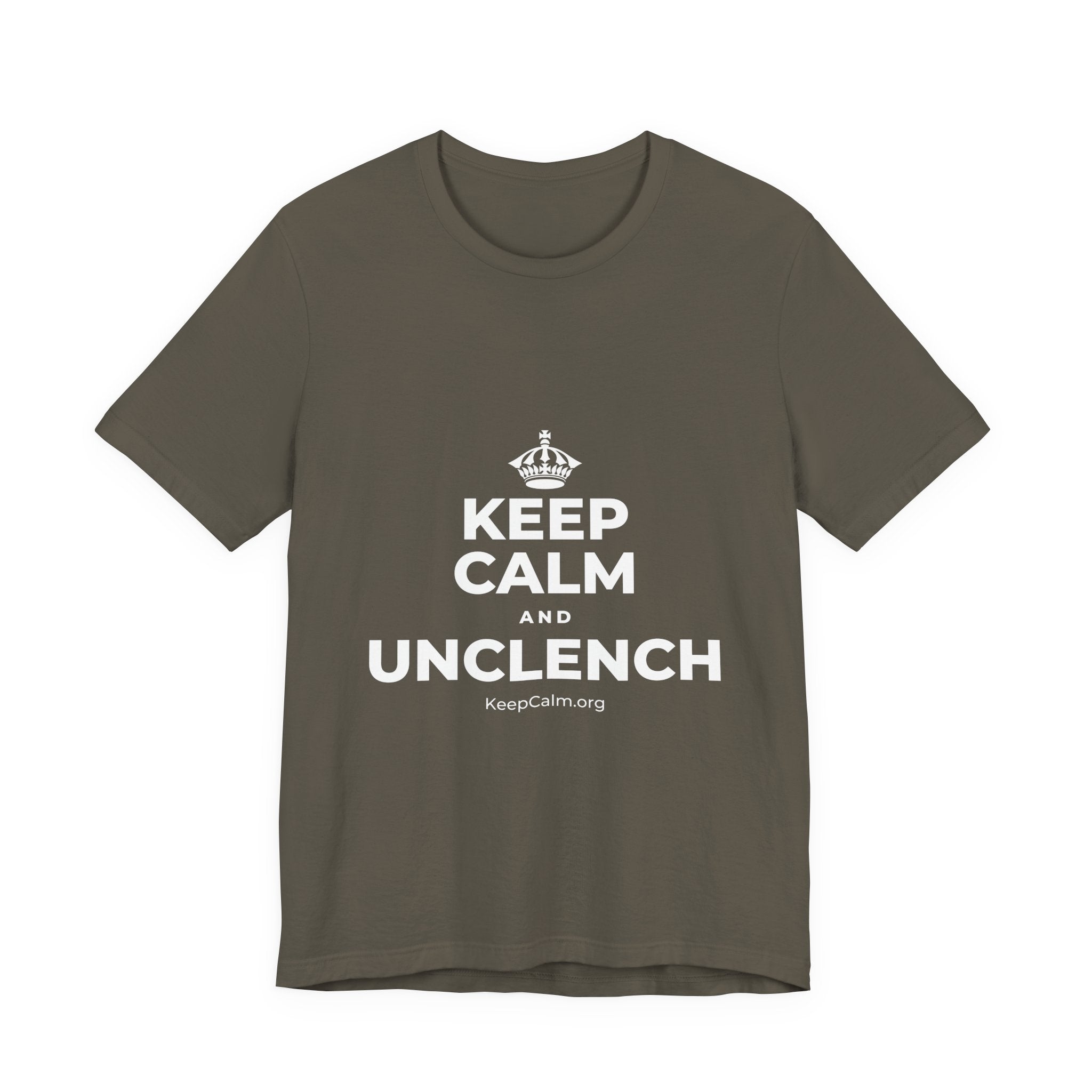 KEEP CALM AND UNCLENCH T-Shirt (White–Asphalt)