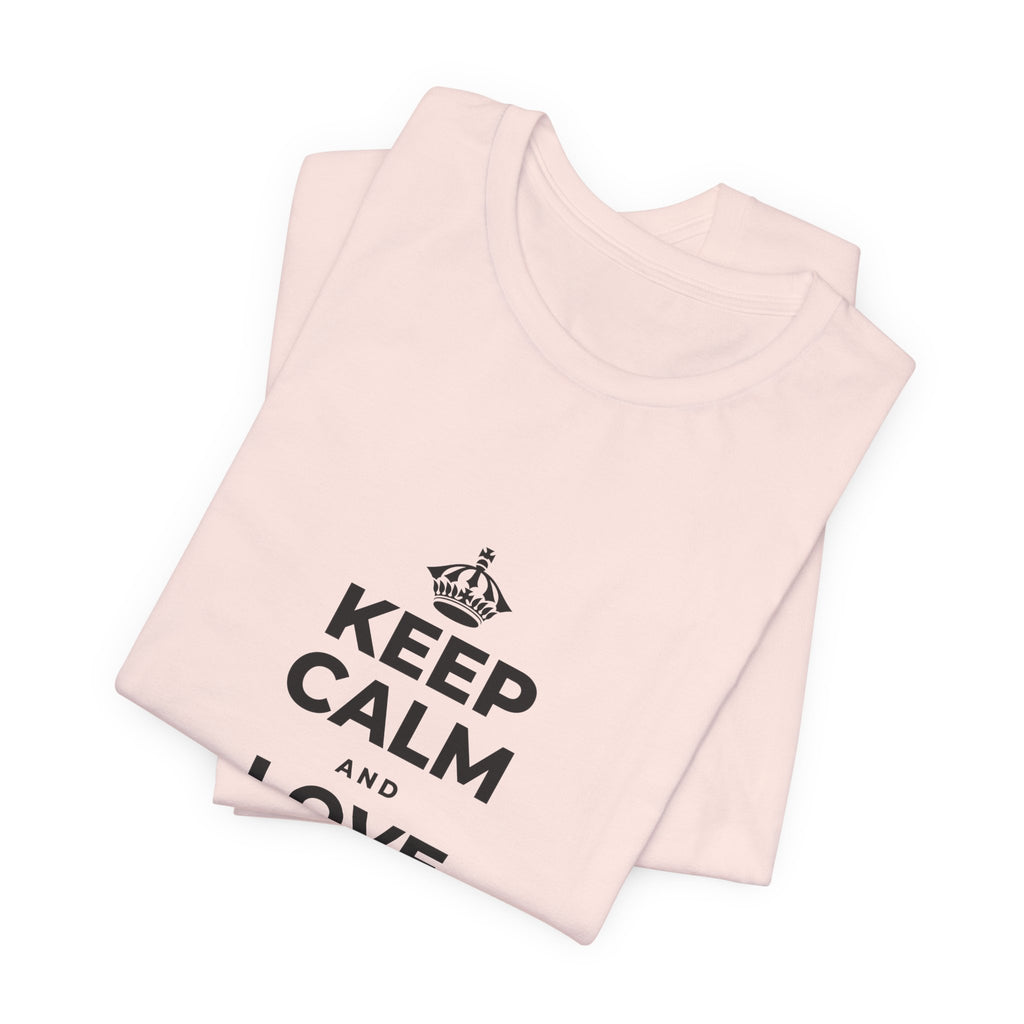 KEEP CALM AND LOVE WITHOUT POSSESSION T-Shirt (Soft Cream–Heather Mauve)