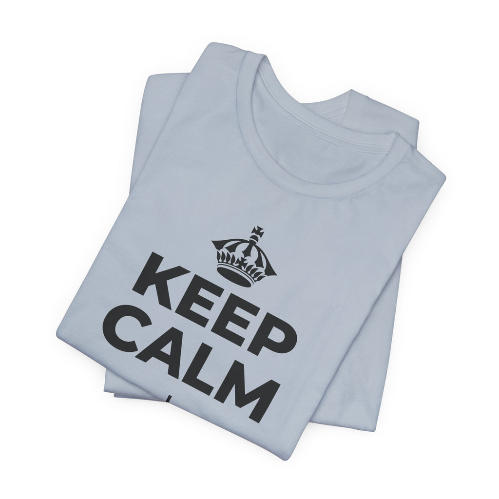 KEEP CALM І ГРАЙСЯ БІЛЬШЕ T-Shirt (White–Asphalt)