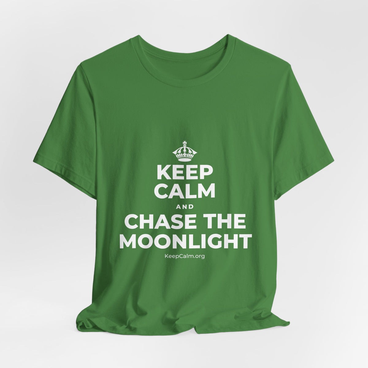 KEEP CALM AND CHASE THE MOONLIGHT T-Shirt (Baby Blue–Silver)
