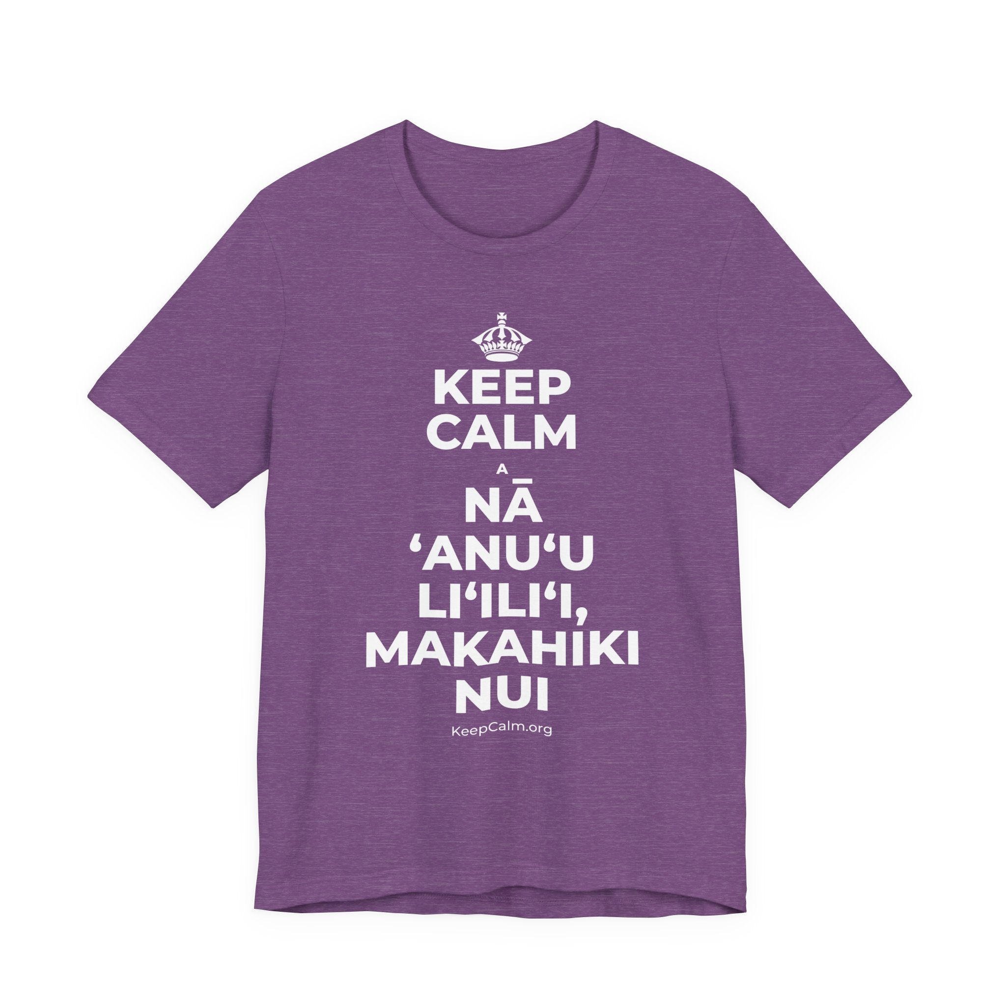KEEP CALM A NĀ ʻANUʻU LIʻILIʻI, MAKAHIKI NUI T-Shirt (Baby Blue–Silver)