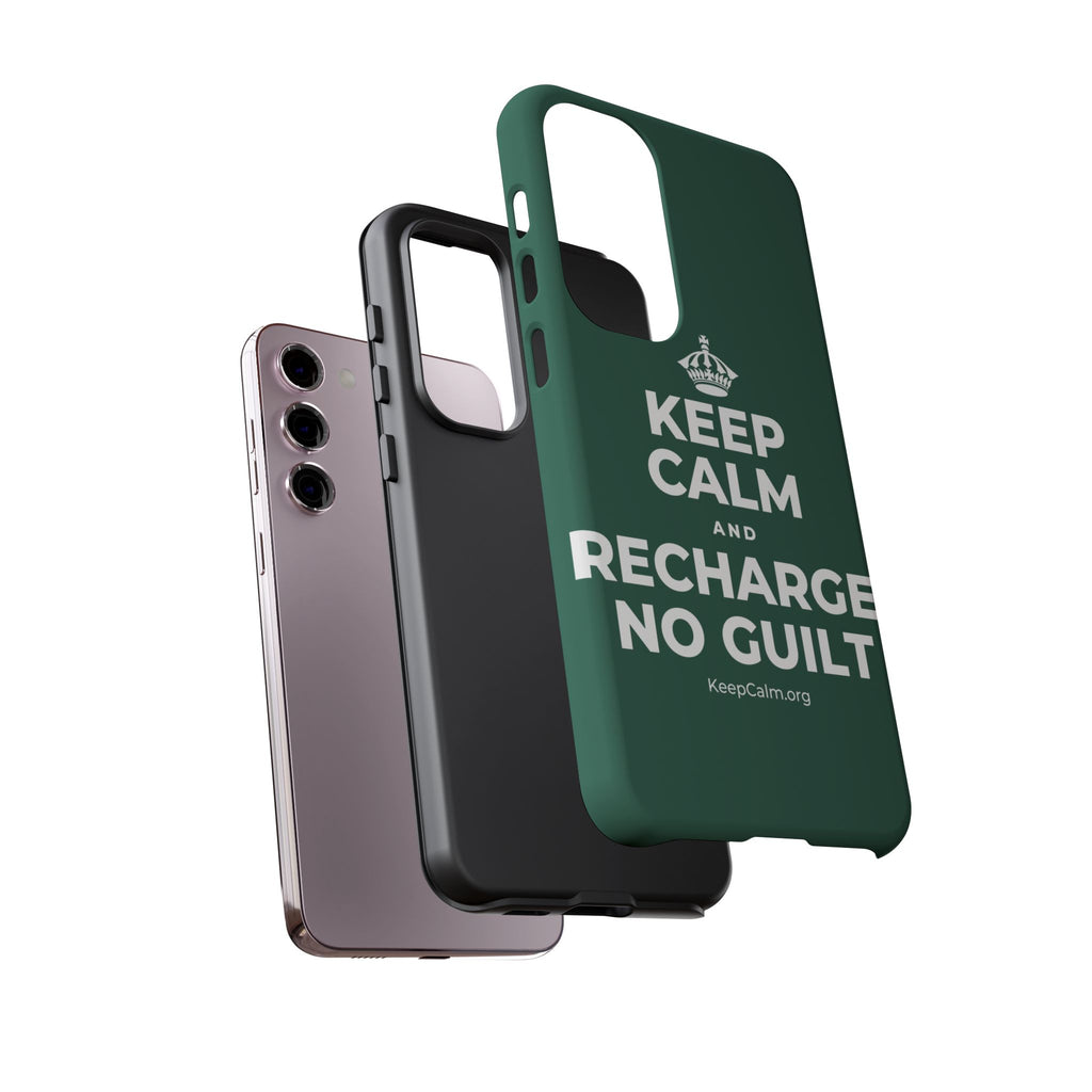 KEEP CALM AND RECHARGE, NO GUILT Phone Case