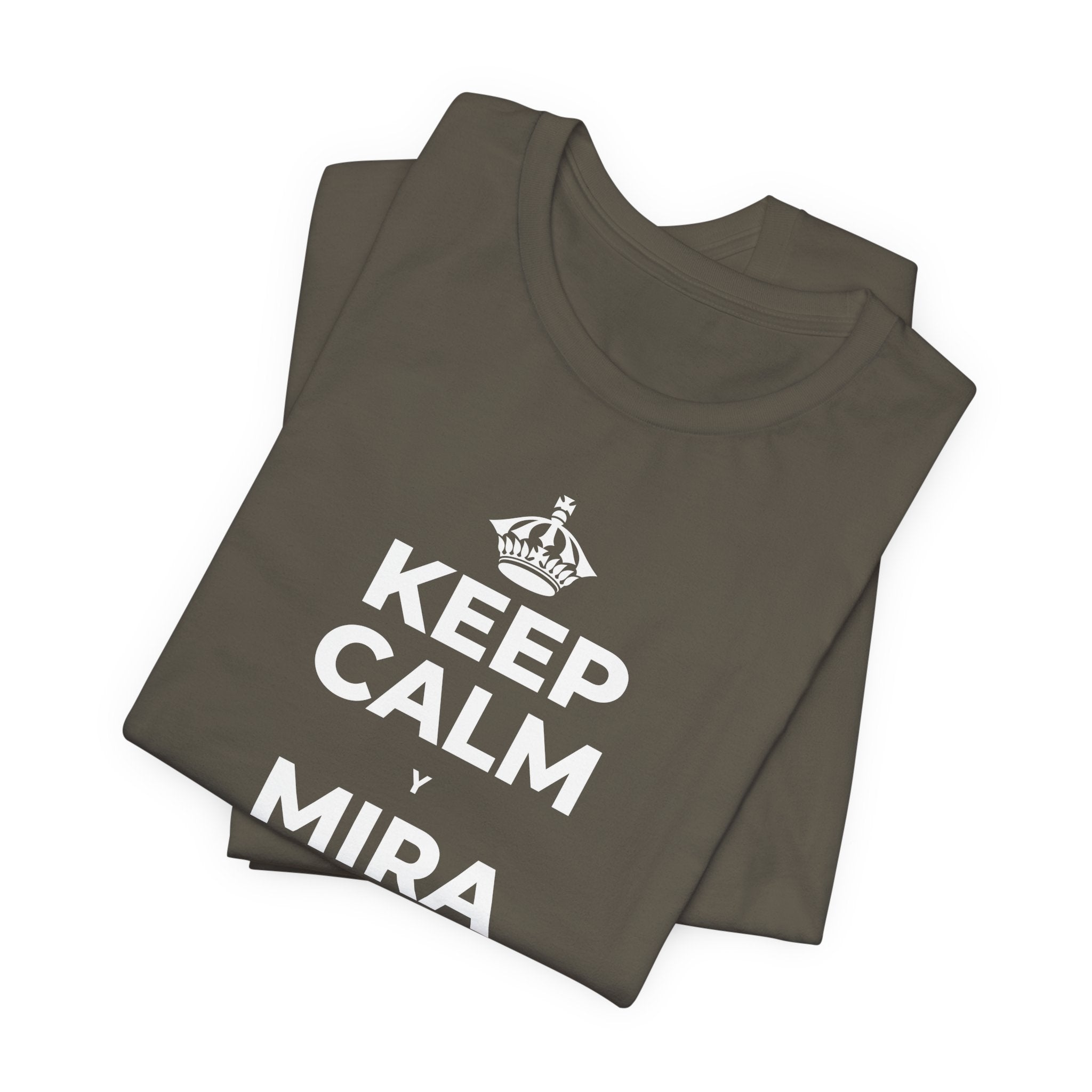 KEEP CALM Y MIRA CAER LA NIEVE T-Shirt (White–Asphalt)