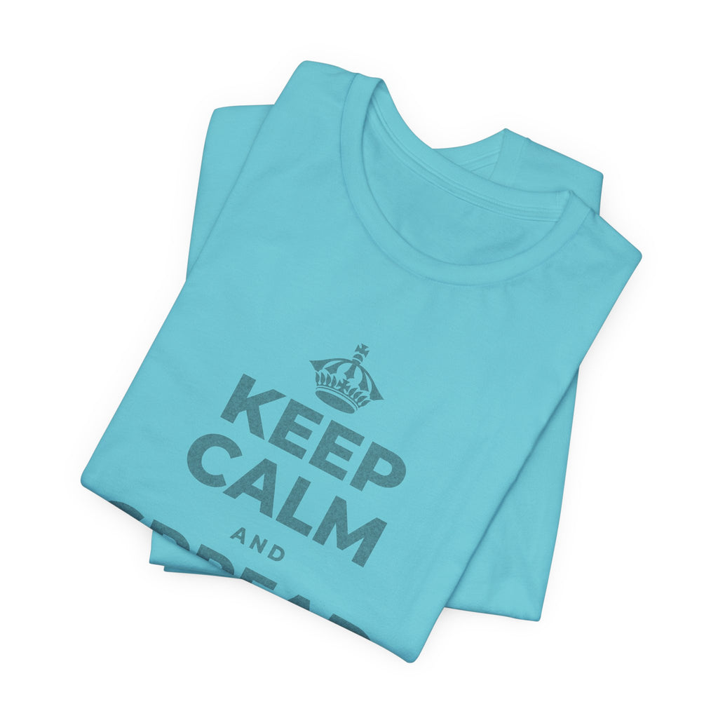 KEEP CALM AND SPREAD SOME JOY T-Shirt (Soft Cream–Heather Mauve)