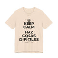 KEEP CALM Y HAZ COSAS DIFÍCILES T-Shirt (Soft Cream–Heather Mauve)