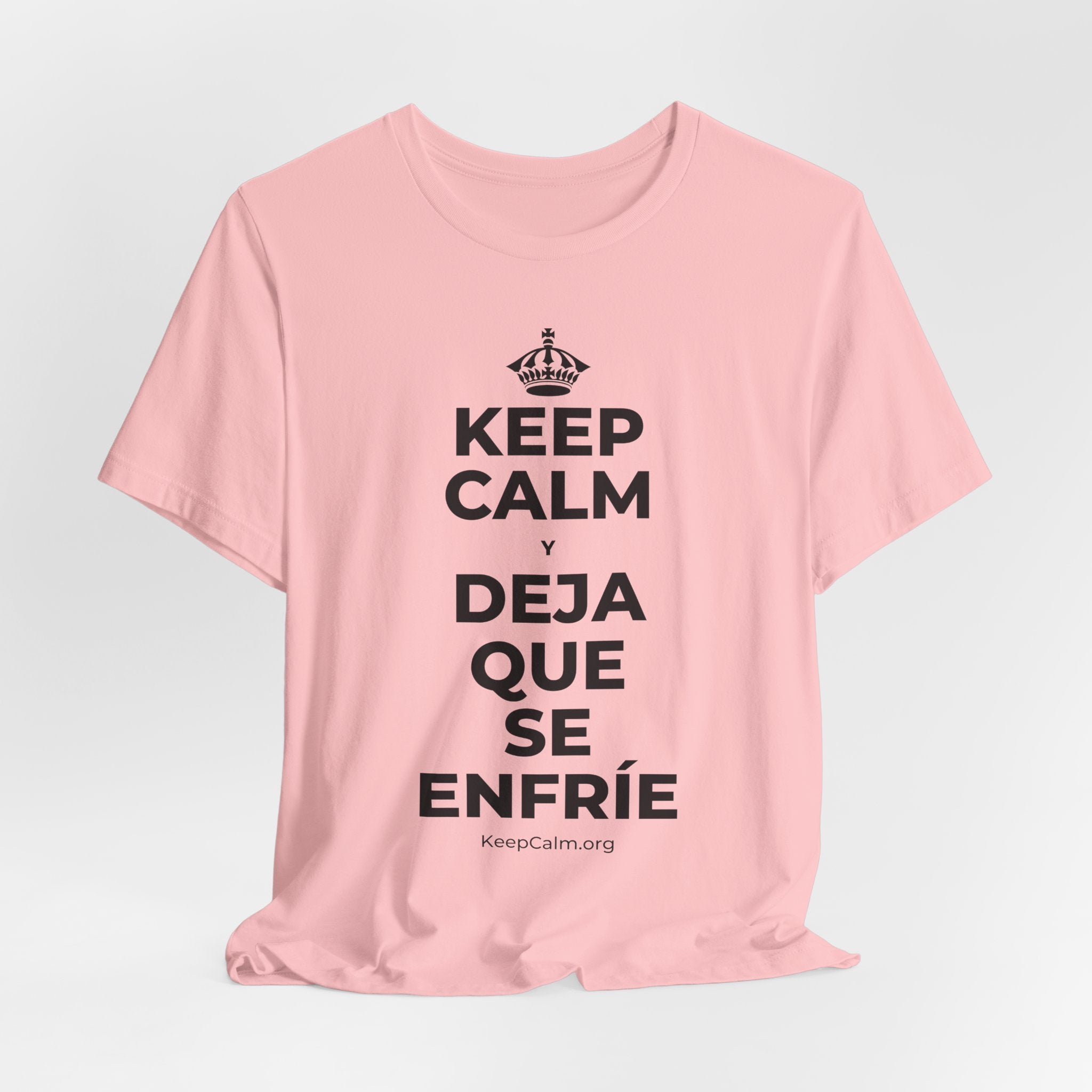 KEEP CALM Y DEJA QUE SE ENFRÍE T-Shirt (White–Asphalt)