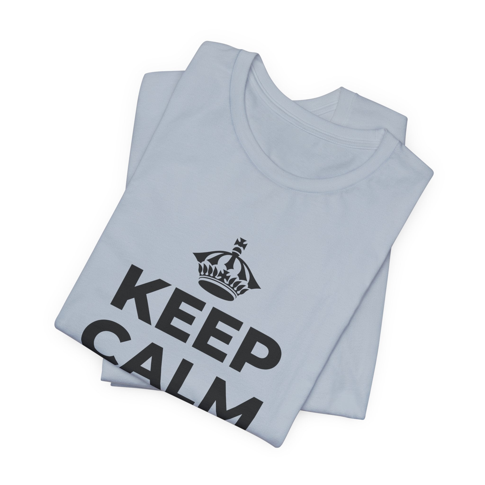 KEEP CALM AND OWN IT T-Shirt (White–Asphalt)