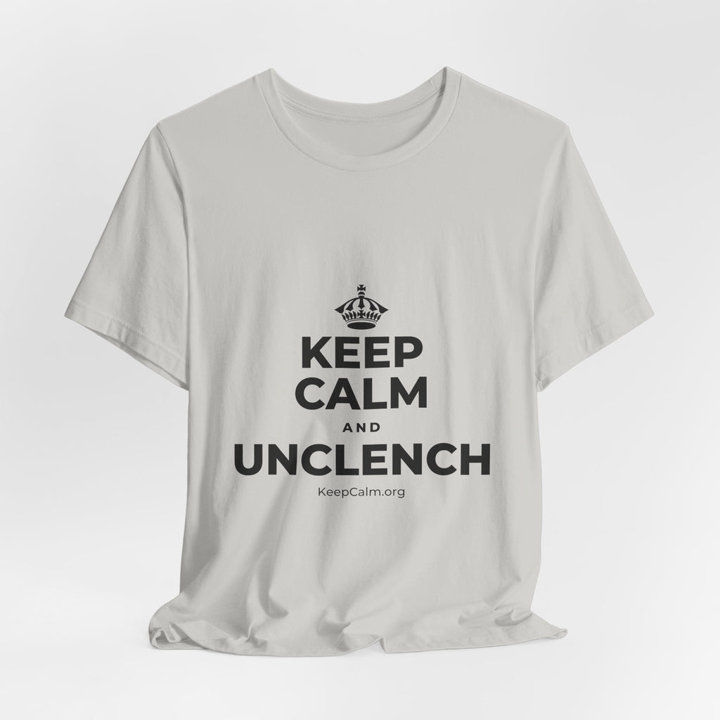 KEEP CALM AND UNCLENCH T-Shirt (Baby Blue–Silver)