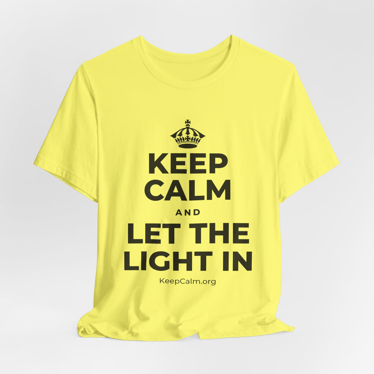 KEEP CALM AND LET THE LIGHT IN T-Shirt (Soft Cream–Heather Mauve)