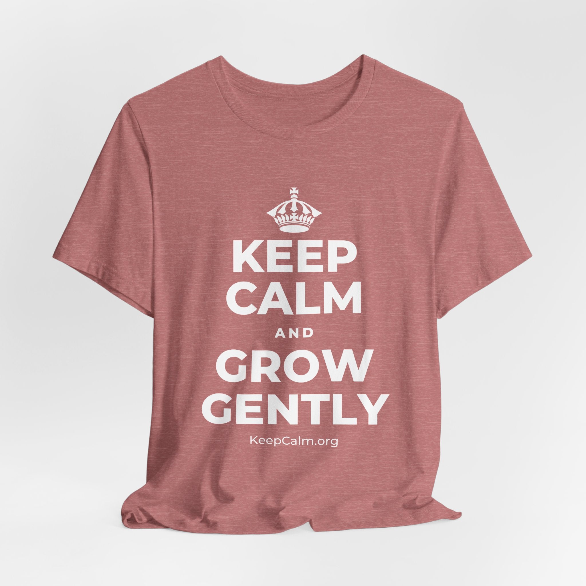 KEEP CALM AND GROW GENTLY T-Shirt (Soft Cream–Heather Mauve)