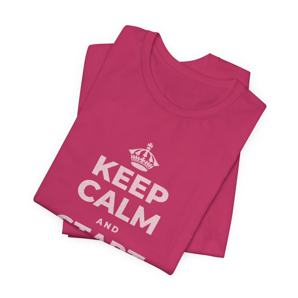 KEEP CALM AND START WHERE YOU ARE T-Shirt (Baby Blue–Silver)