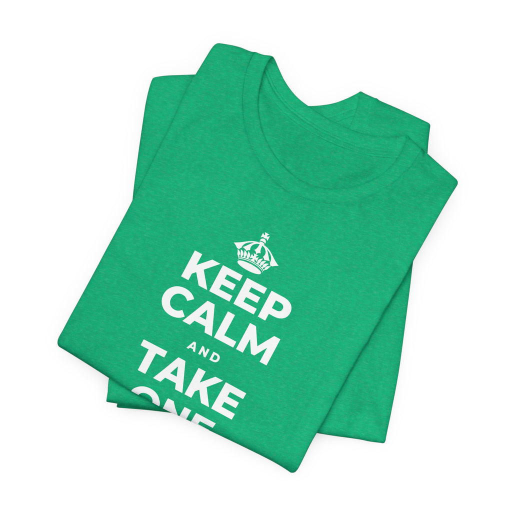 KEEP CALM AND TAKE ONE BREATH AT A TIME T-Shirt (Baby Blue–Silver)