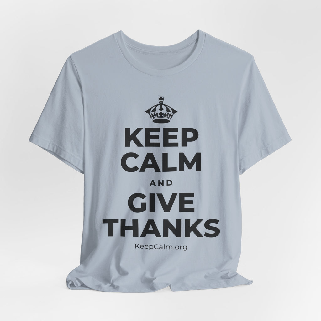 KEEP CALM AND GIVE THANKS T-Shirt (White–Asphalt)