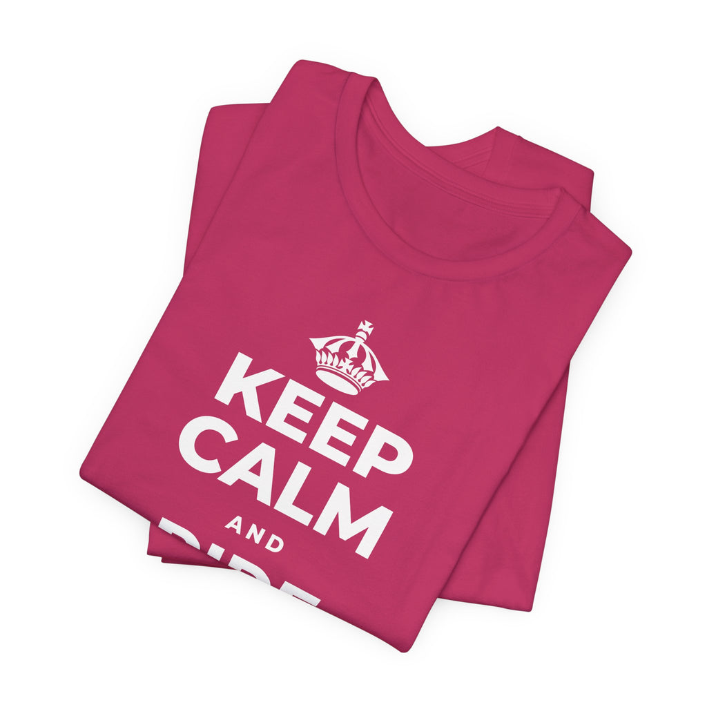 KEEP CALM AND RIDE THE WAVE T-Shirt (Baby Blue–Silver)