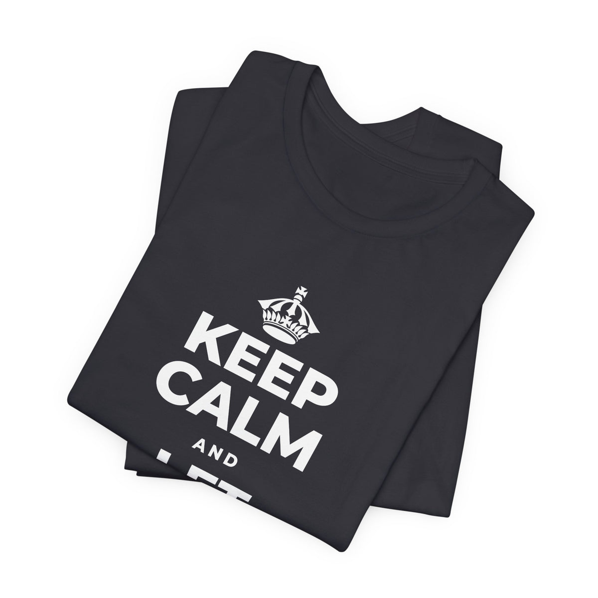 KEEP CALM AND LET PEOPLE IN T-Shirt (Baby Blue–Silver)