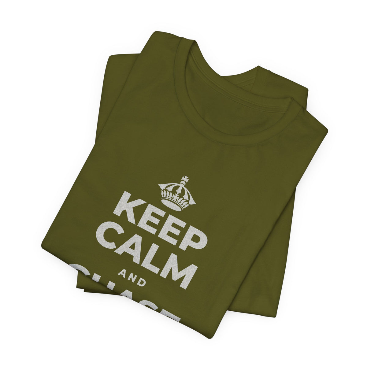 KEEP CALM AND CHASE THE LONG DAYS T-Shirt (Baby Blue–Silver)