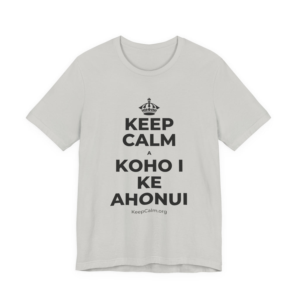 KEEP CALM A KOHO I KE AHONUI T-Shirt (Baby Blue–Silver)
