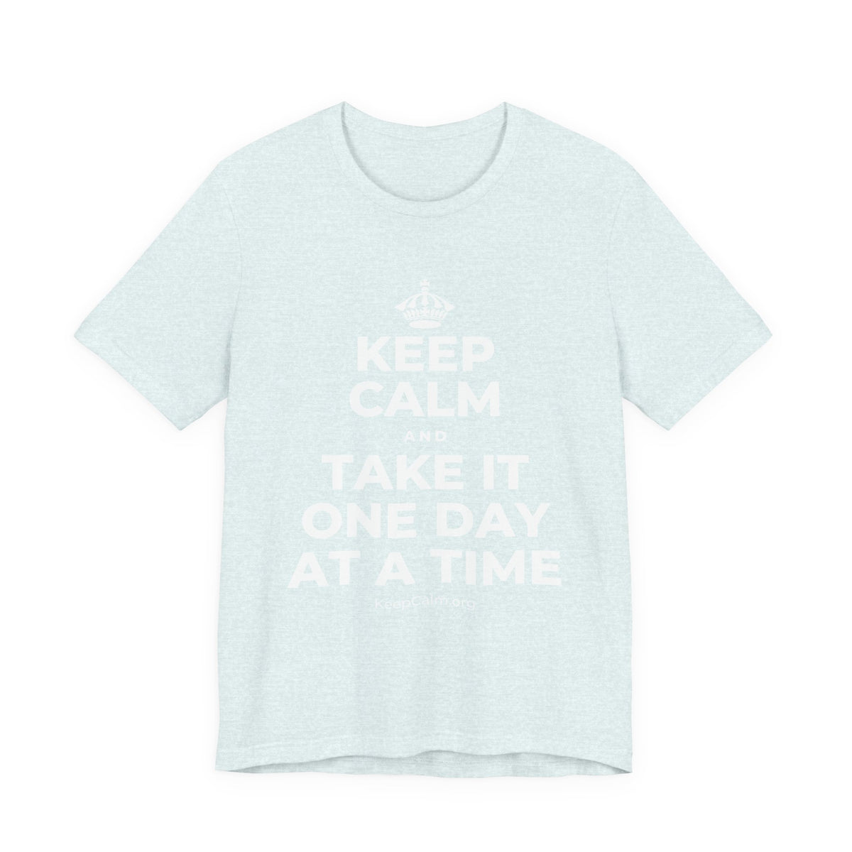 KEEP CALM AND TAKE IT ONE DAY AT A TIME T-Shirt (Soft Cream–Heather Mauve)