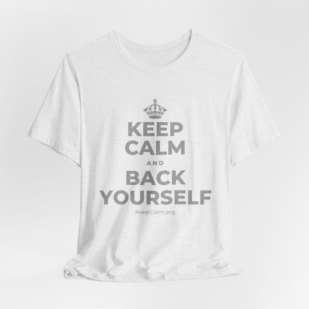 KEEP CALM AND BACK YOURSELF T-Shirt (Soft Cream–Heather Mauve)