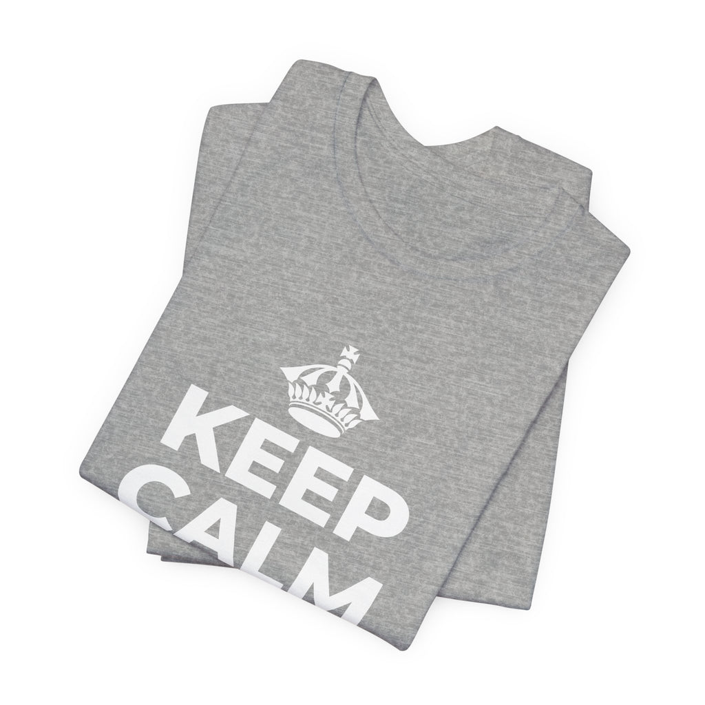 KEEP CALM AND OWN IT T-Shirt (White–Asphalt)