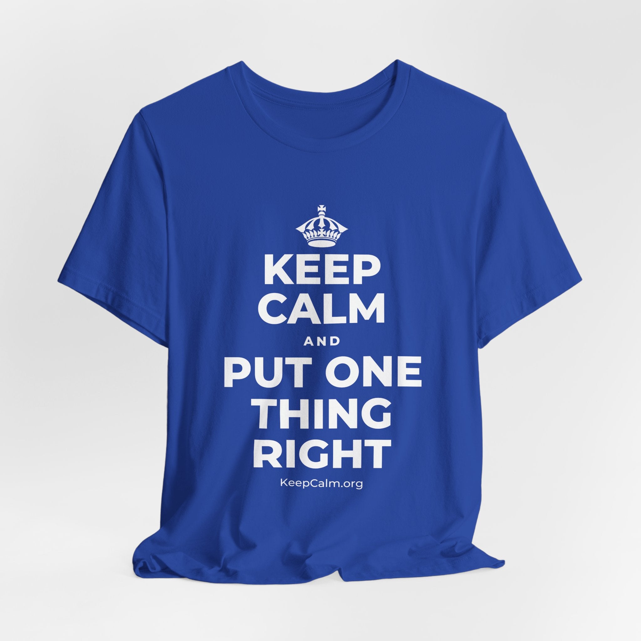 KEEP CALM AND PUT ONE THING RIGHT T-Shirt (Soft Cream–Heather Mauve)