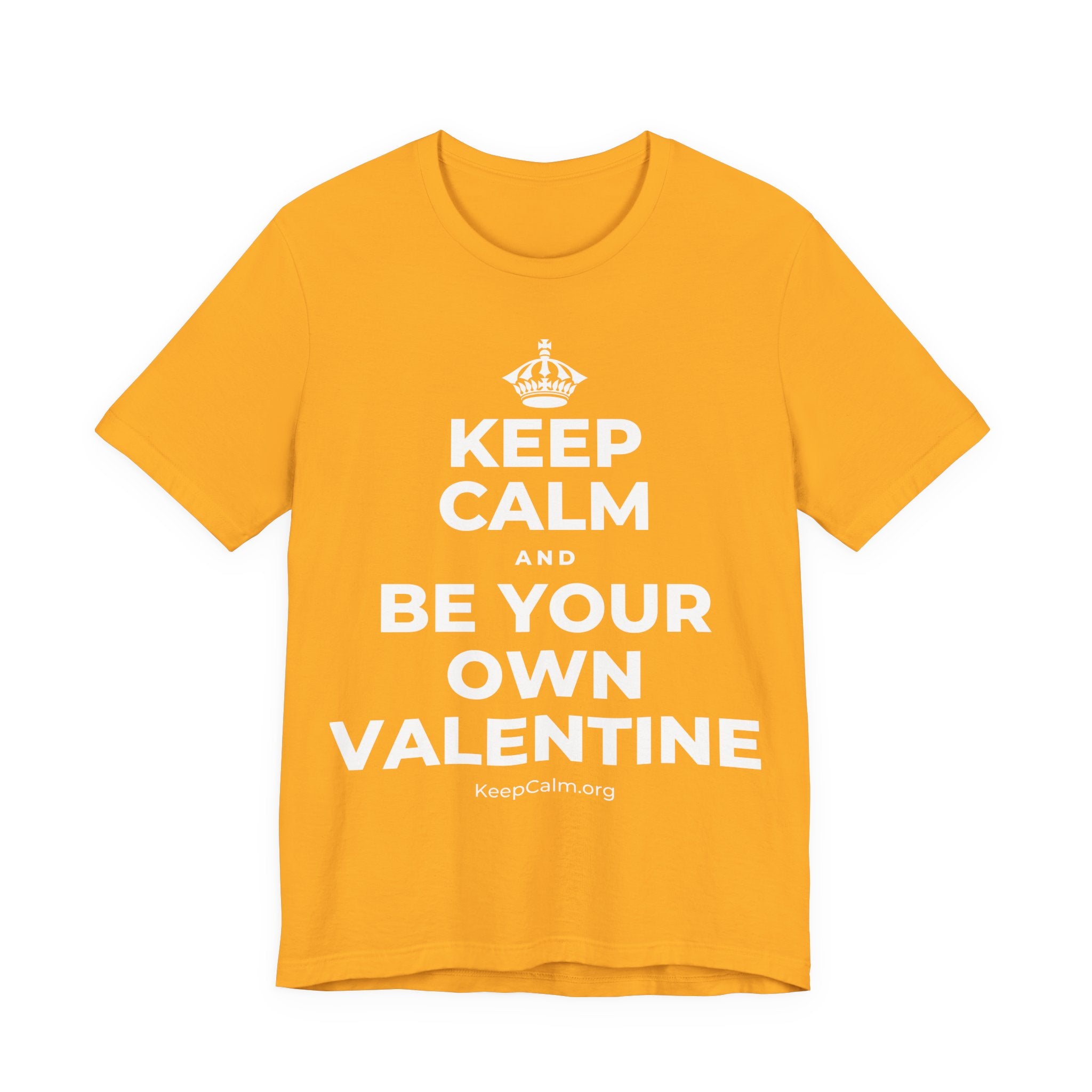 KEEP CALM AND BE YOUR OWN VALENTINE T-Shirt (Baby Blue–Silver)