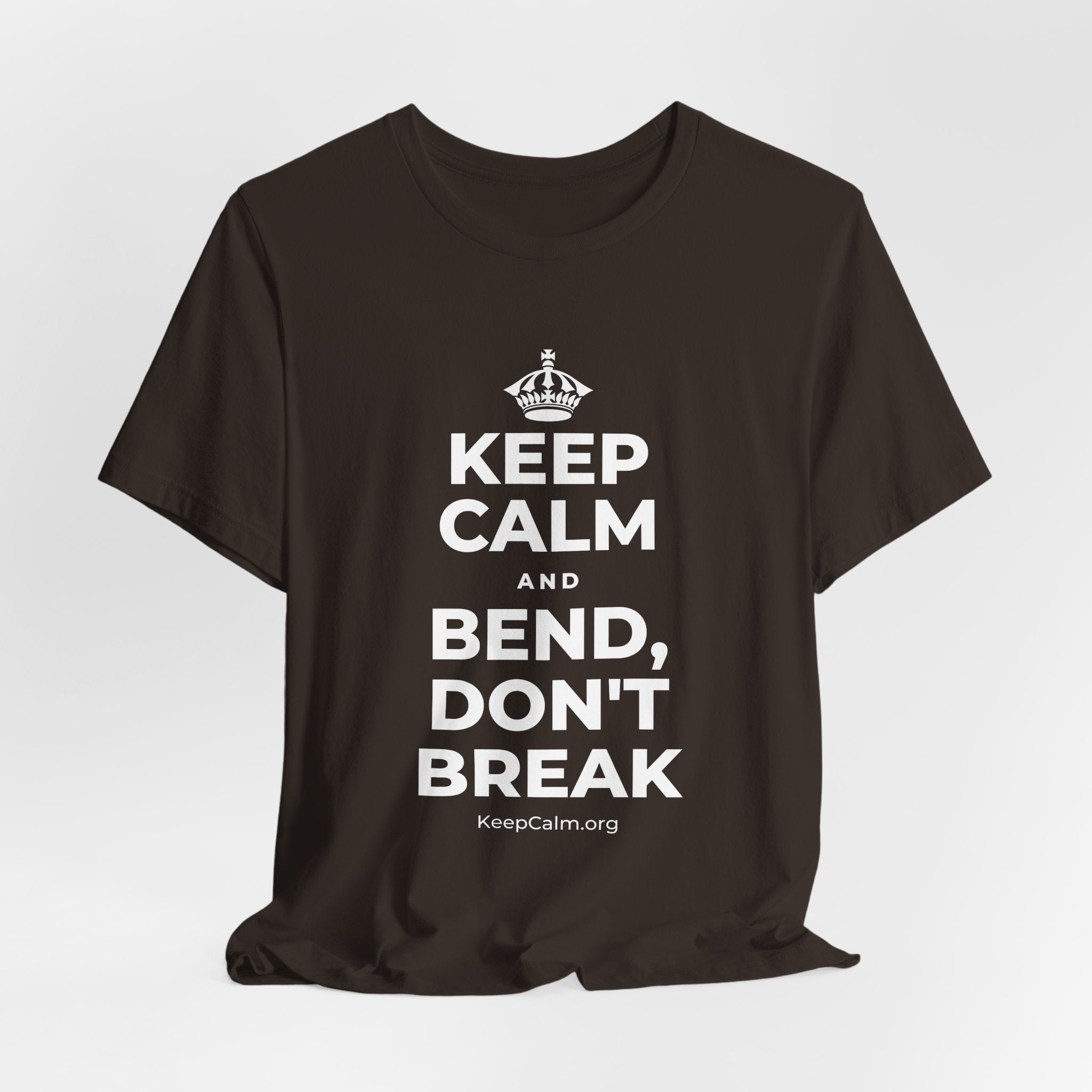 KEEP CALM AND BEND, DON'T BREAK T-Shirt (Soft Cream–Heather Mauve)