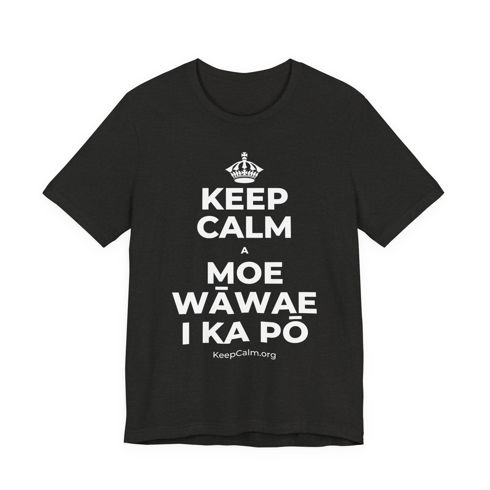 KEEP CALM A MOE WĀWAE I KA PŌ T-Shirt (Soft Cream–Heather Mauve)