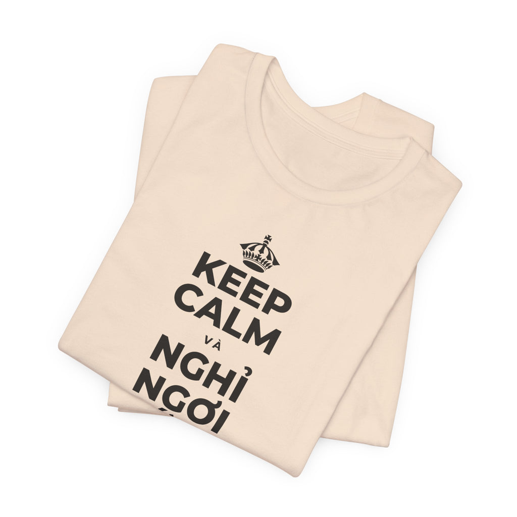 KEEP CALM VÀ NGHỈ NGƠI XỨNG ĐÁNG CỦA BẠN T-Shirt (Soft Cream–Heather Mauve)