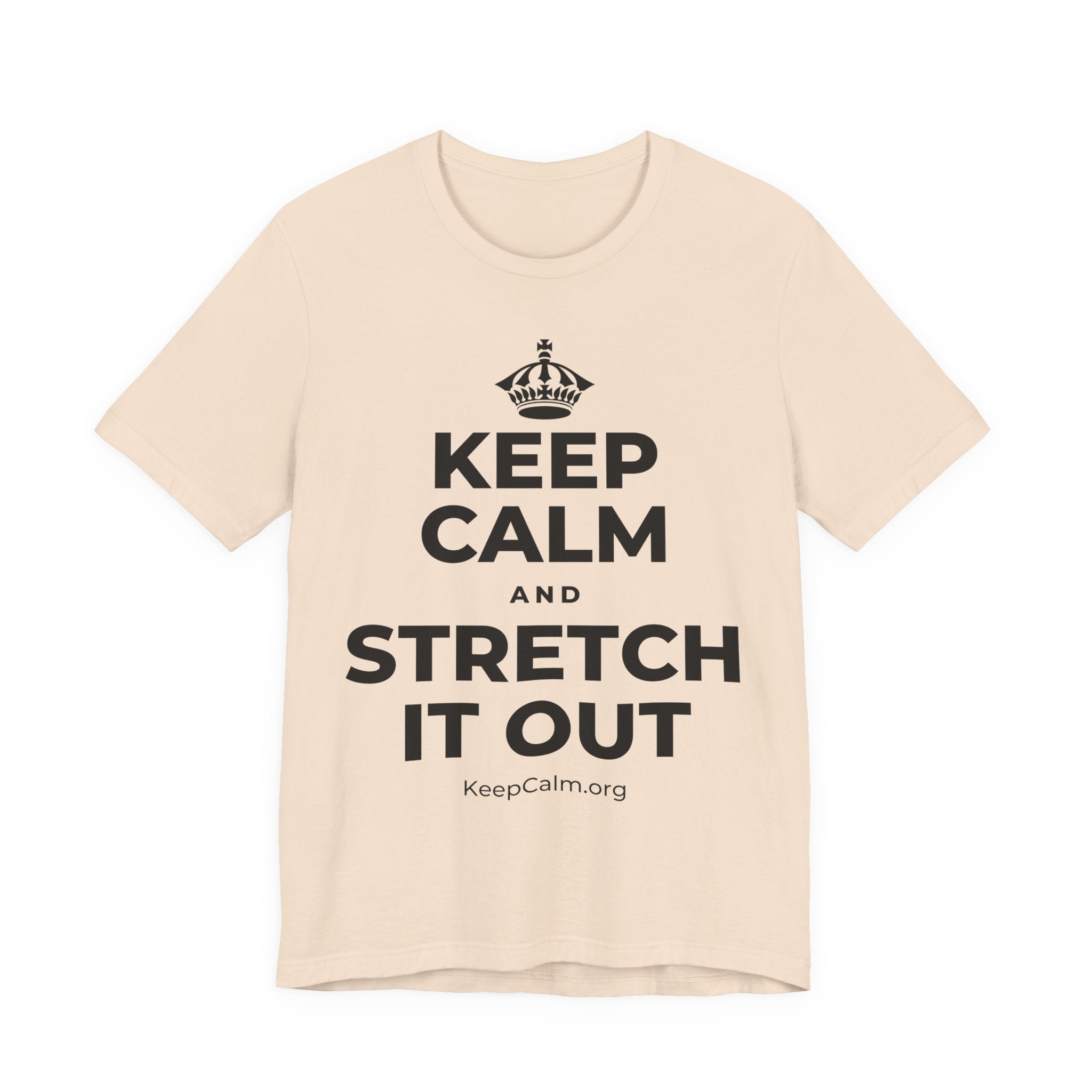 KEEP CALM AND STRETCH IT OUT T-Shirt (Soft Cream–Heather Mauve)