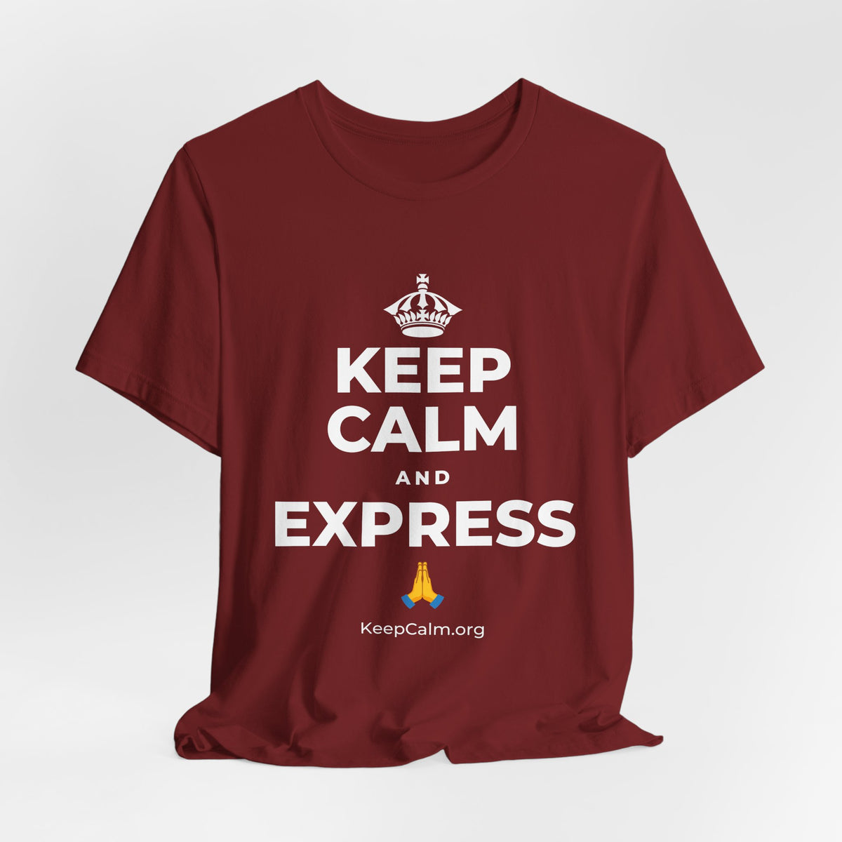 KEEP CALM AND EXPRESS 🙏 T-Shirt (Baby Blue–Silver)
