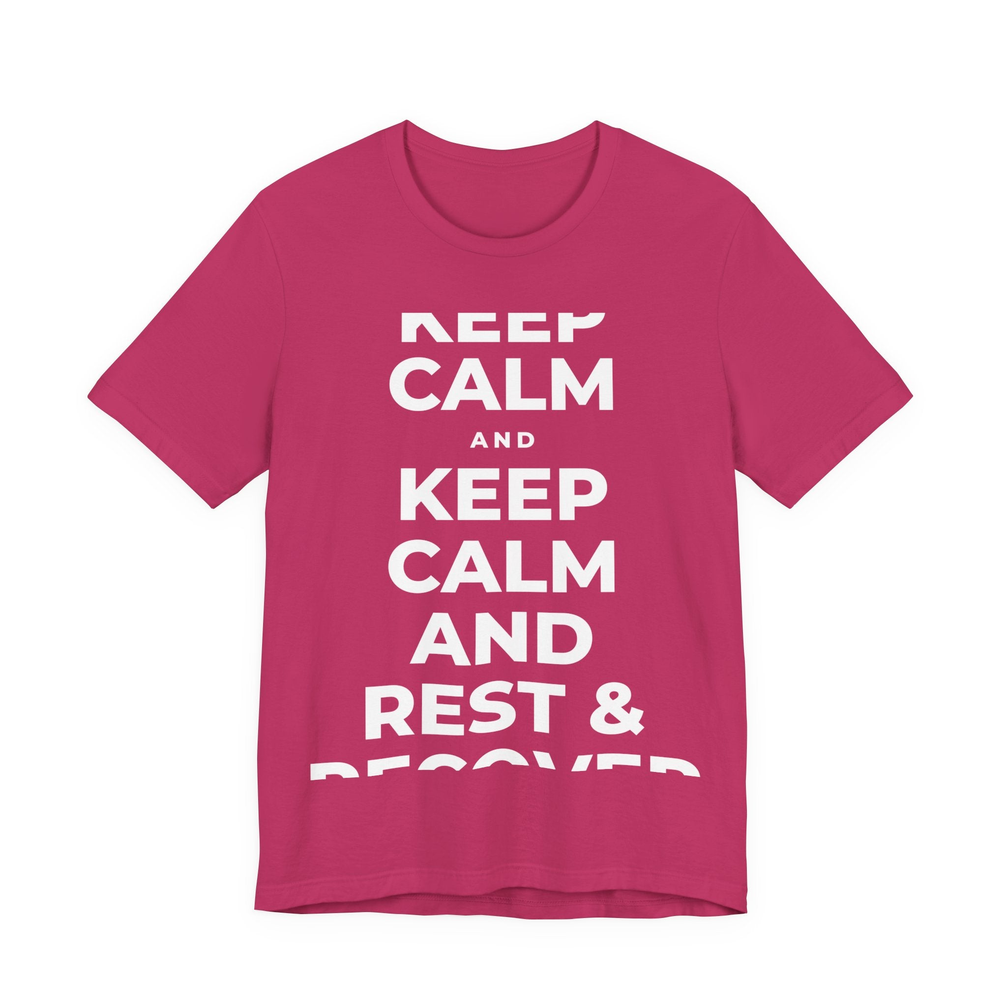 KEEP CALM AND REST & RECOVER T-Shirt (Baby Blue–Silver)