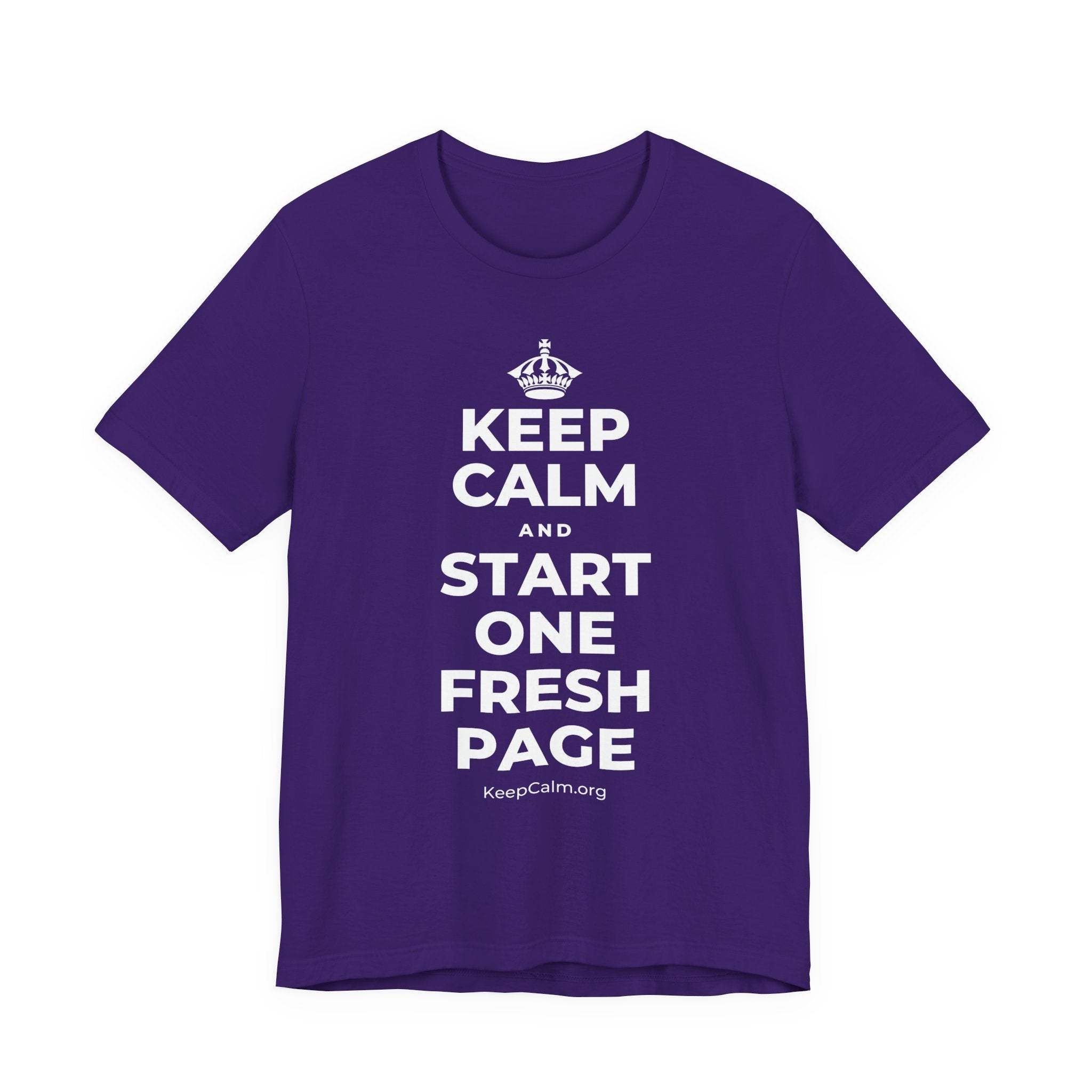 KEEP CALM AND START ONE FRESH PAGE T-Shirt (Soft Cream–Heather Mauve)